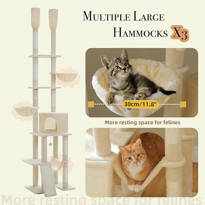 Floor to Ceiling Cat Tree Height Adjustable, Tall Cat Tower 7 Tiers Activity - Image 5