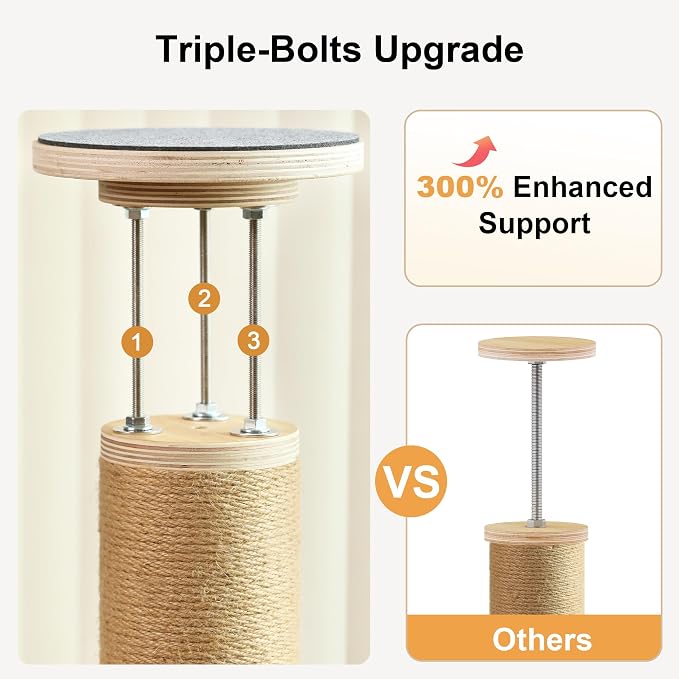 FUKUMARU Floor to Ceiling Cat Tree, 6 Level Adjustable Height Climbing Tower - Image 5