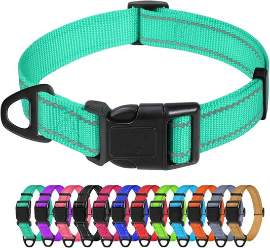 TagME Reflective Nylon Dog Collars, Adjustable Classic Pet Collar by TagME