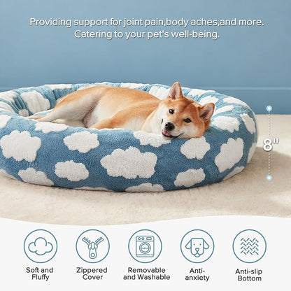 JOEJOY Donut Dog Bed Medium Size Dog, Cute Round Calming Pet Bed - Image 2