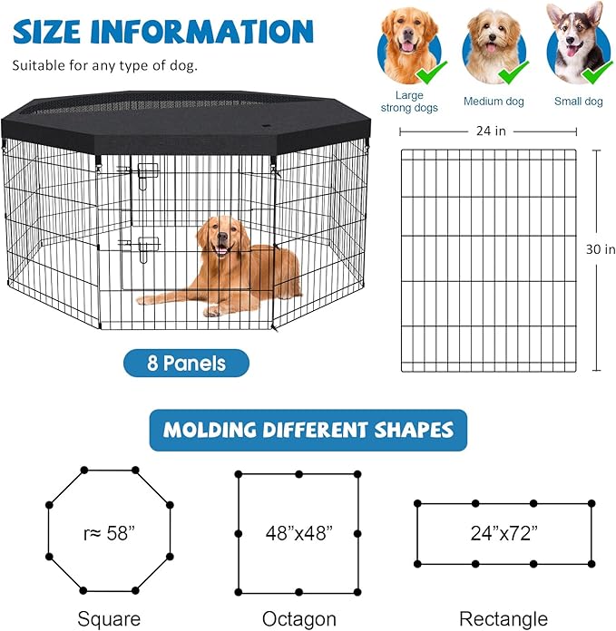 Dog Pen Pet Playpen Dog Fence Indoor Foldable Metal Wire Exercise Puppy Play - Image 2