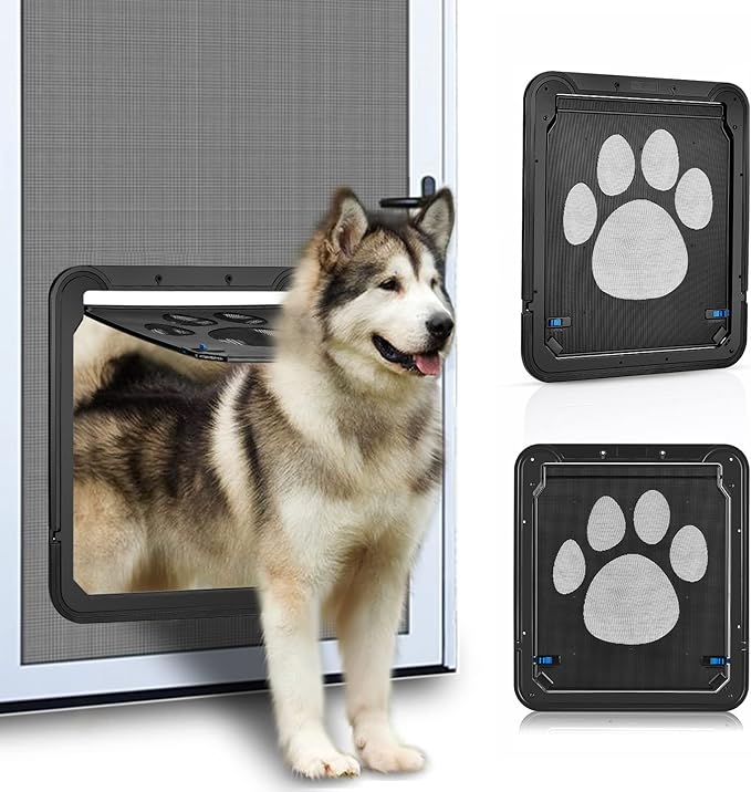 Ownpets Dog Screen Door, Inside Door Flap 12x14x0.4 Inch, Lockable Pet Screen by Ownpets