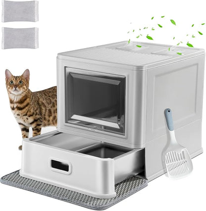 Marchul Enclosed Stainless Steel Cat Litter Box by Marchul