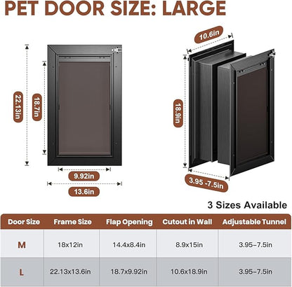 3-Flap Dog Door, All Aluminum Alloy Large Doggy Door Doggie door - Image 5