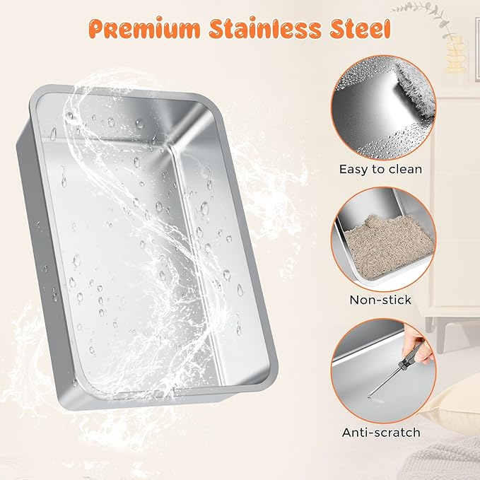 URPOWER Stainless Steel Cat Litter Box - Image 4