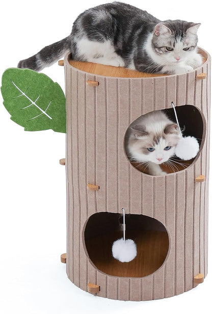 Cat House for Indoor Cats, 2-Storey Large Cat Bed Cave, Felt Covered Cats by Careforyourbelovedfurbaby