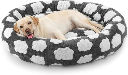 JOEJOY Donut Large Dog Bed, Cute Round Calming Dog Bed by JOEJOY
