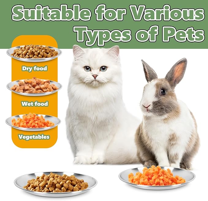 8-Pack Stainless Steel Cat Food Bowls, Shallow Whisker-Friendly Non-Slip - Image 4