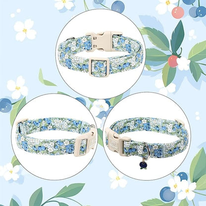 Blueberry Pattern Dog Collar, Cute Light Blue Spring Summer Puppy Collar - Image 6