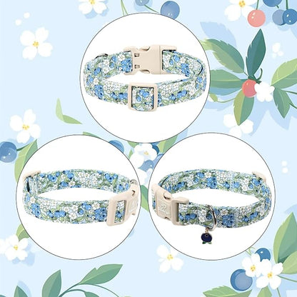 Blueberry Pattern Dog Collar, Cute Light Blue Spring Summer Puppy Collar - Image 6