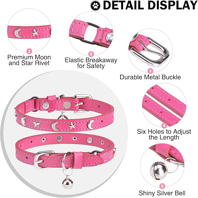 Leather Cat Collars for Boy Girl Cats - Image 2