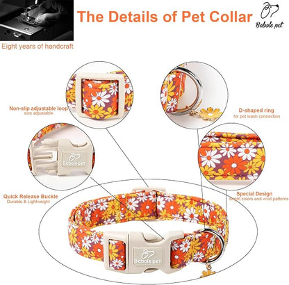 Fall Dog Collar Vintage Daisy Puppy Collar - Image 3
