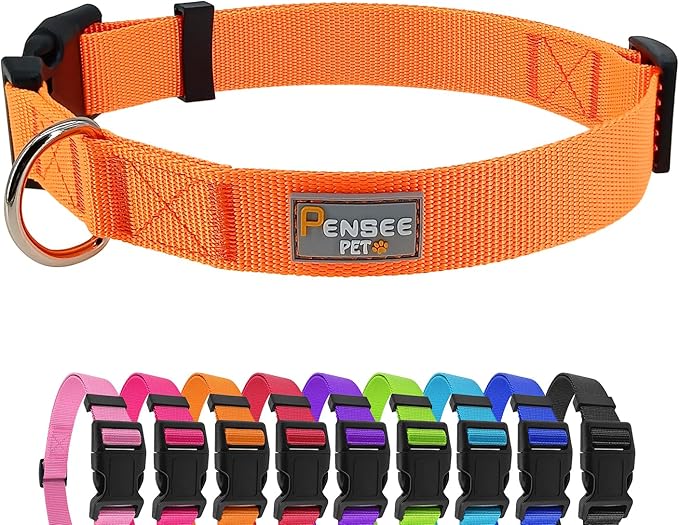 Dog Collar Orange Basic Adjustable Dog Collars by Penseepet