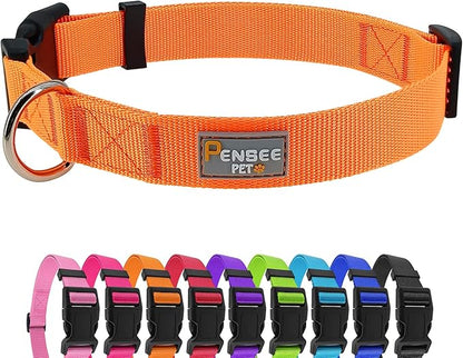 Dog Collar Orange Basic Adjustable Dog Collars by Penseepet