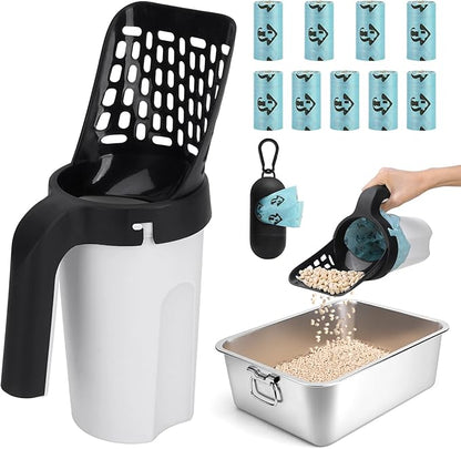 MYPIN Cat Litter Scooper with Holder, Upgraded Cat Litter Shovel with Bags and by MYPIN
