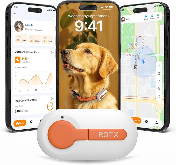 ROTX Dog GPS Tracker Real-time Tracker Alerts Virtual Fence Location by Unknown