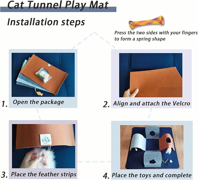 Cat Tunnel Mat for Indoor Cats, 4-Way Felt Cat Tunnel Play Mat - Image 6