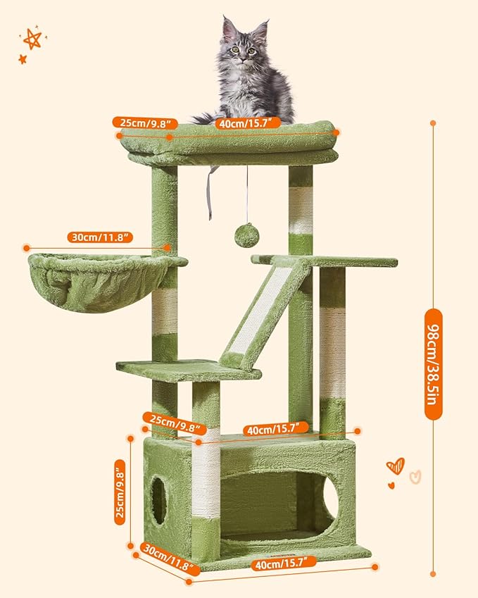 Taoqimiao Cat Tree, 38.5-Inch Cat Tower - Image 7