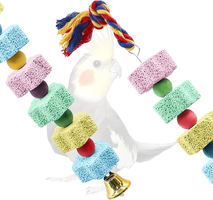 2 Pack Bird Chewing Toy, Colorful Parrot Beak Grinding Calcium Stone - Image 3