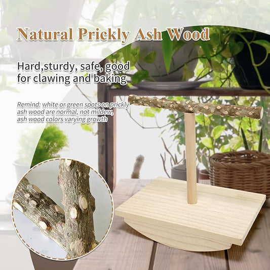 Natural Wood Bird Perch Stand, Rocking Perch - Image 2