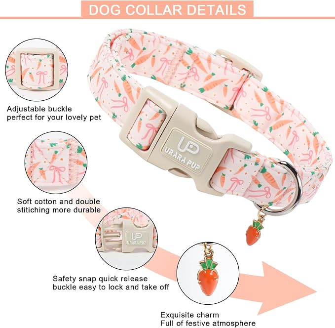 Easter Day Dog Collar, UP URARA PUP Easter Bunny Adjustable Pet Collar - Image 3