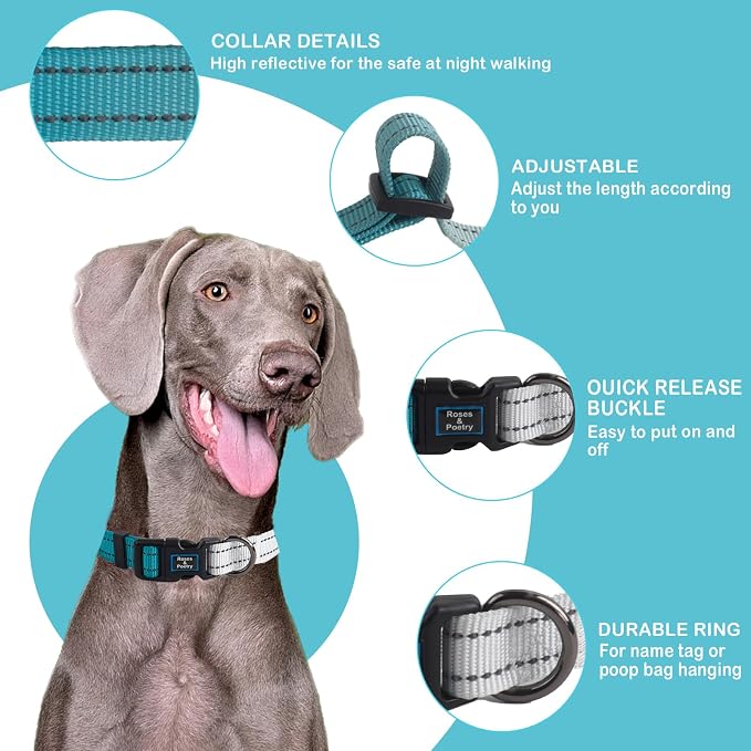 Roses&Poetry Dog Collars for Medium Dogs, Adjustable Durable Pet Collars for - Image 2