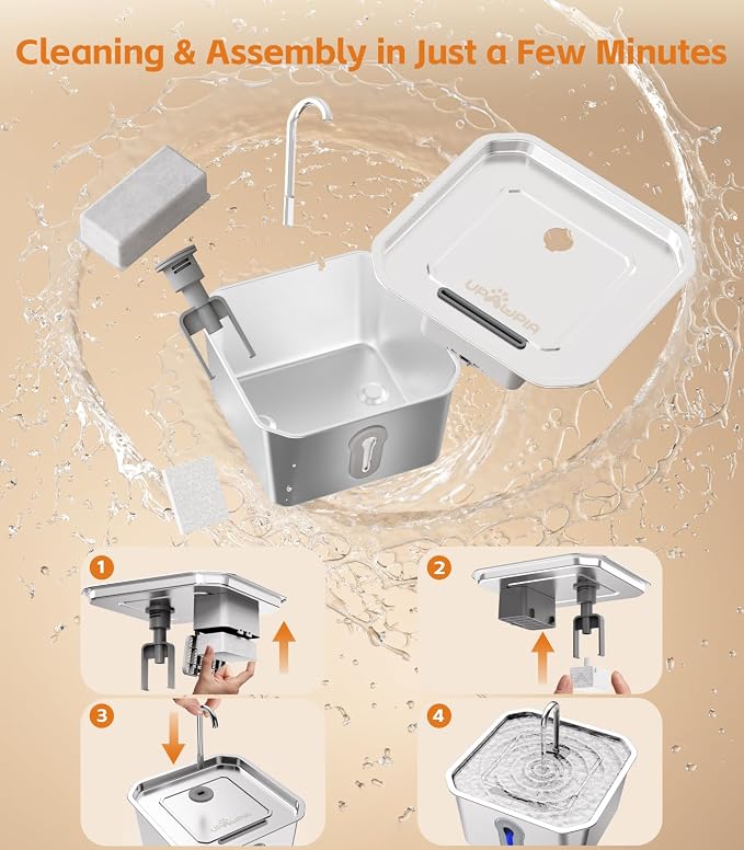 4L Large Capacity Cat Water Fountain Stainless Steel - Image 9