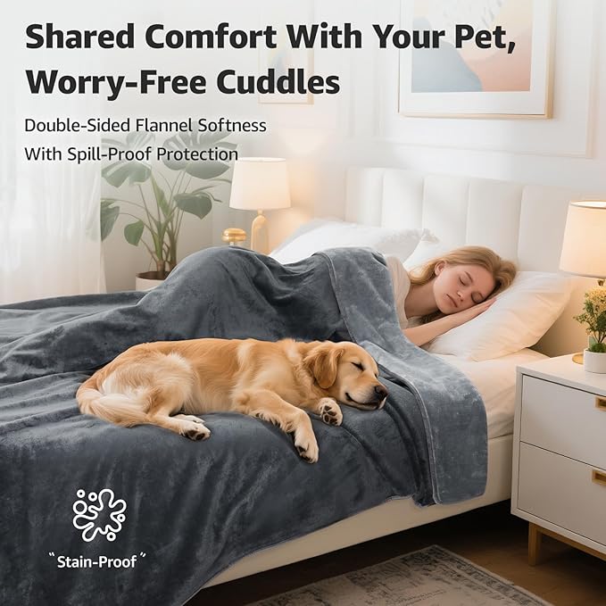 LOOBANI Waterproof Blanket for Bed: Reversible Soft Flannel Twin Bed Blanket - Image 2