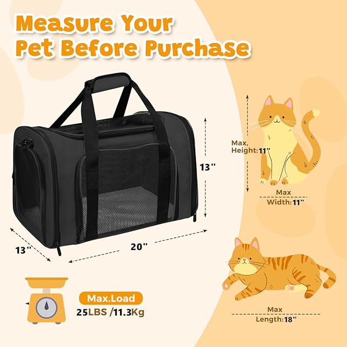 Cat Carrier Soft for Pets Up to 25 Lbs, Cat Travel Bag Soft-Sided - Image 2