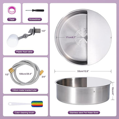6L Automatic Dog Water Bowl Dispenser Outdoor Stainless Steel Pet Waterer Self - Image 6