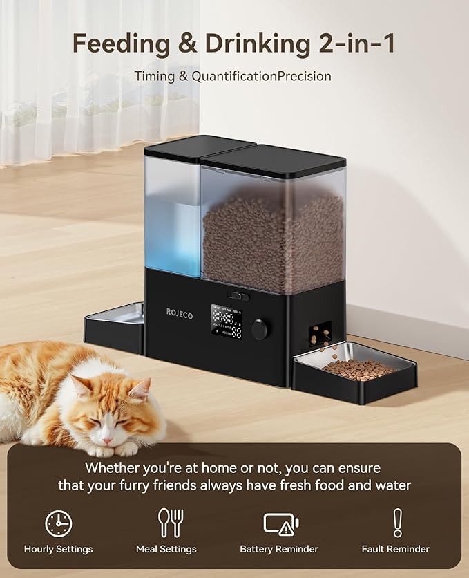 Rojeco 36Cups/8.5L Pet Automatic Cat Feeder and Gravity Water Dispenser - Image 2