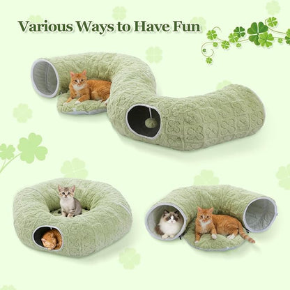 PEQULTI Cat Tunnel with Bed for Indoor Cats, Cat Play Donut Tunnel with - Image 4