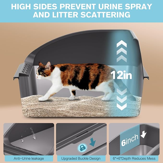 2PACK Stainless Steel Cat Litter Box, Large Litter Box - Image 4