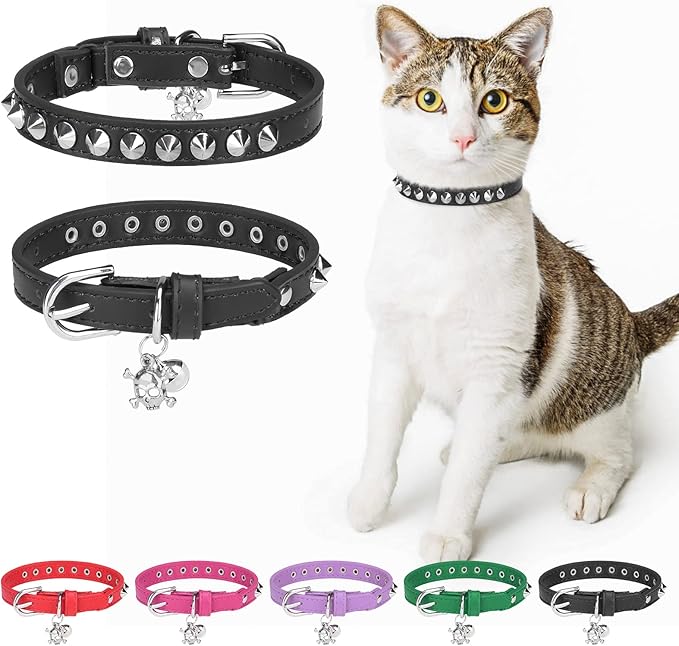 Leather Cat Collars for Boy Girl Cats by DILLYBUD