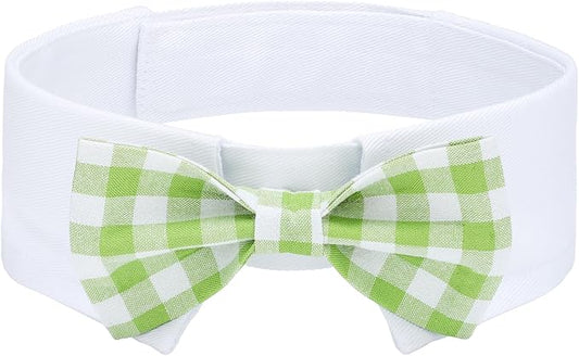Segarty Dog Bow Tie for Neck Girths 12.6-15.7 inch, Adjustable Green Plaid by Segarty
