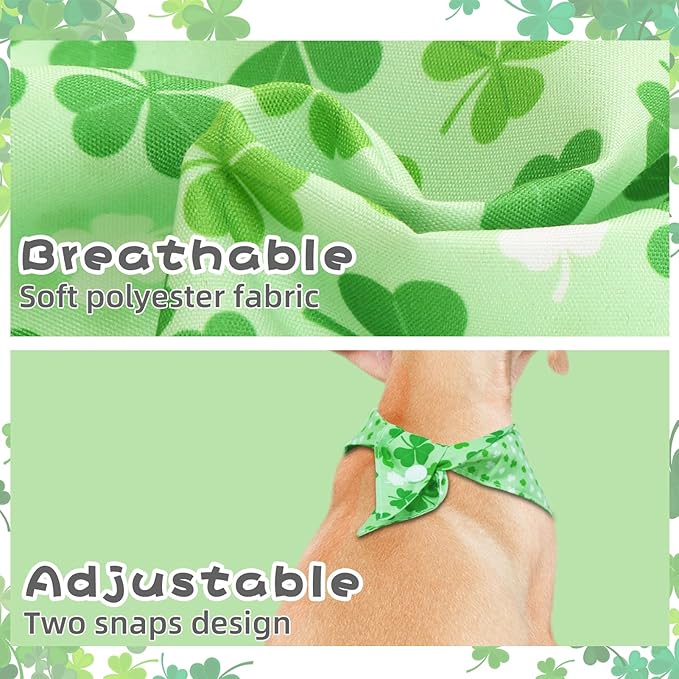 PAWCHIE St. Patrick's Day Dog Bandanas 4 Pack, Reversible Dog Party Triangle - Image 5