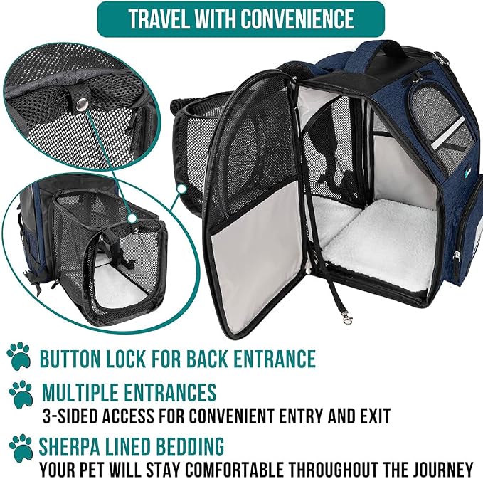 PetAmi Dog Cat Backpack Carrier, Expandable Pet Carrier Backpack - Image 4
