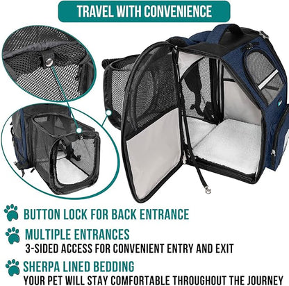 PetAmi Dog Cat Backpack Carrier, Expandable Pet Carrier Backpack - Image 4
