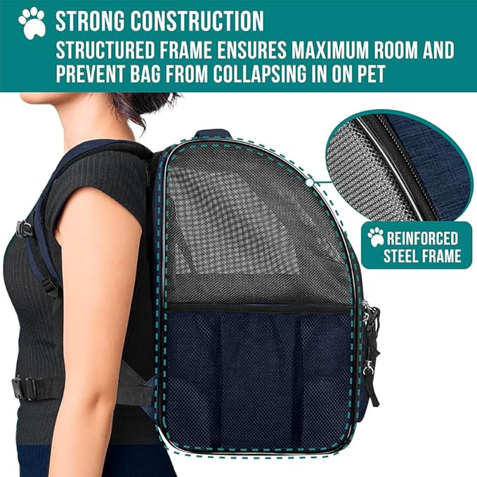 PetAmi Dog Backpack Carrier for Small Large Cat, Ventilated Pet Hiking Backpack - Image 6