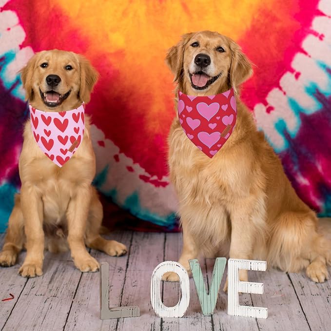 PTDECOR Valentine Dog Bandana, Reversible Valentine Pet Scarf - Image 3