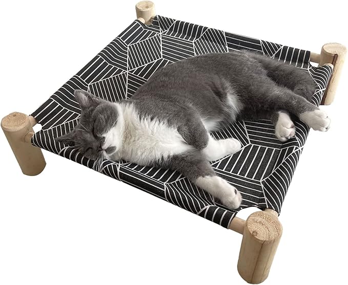 Pozico Cat/Dog Bed Hammock Cat Bed, Wooden Dog Elevated Indoor Outdoor Beds - Image 9