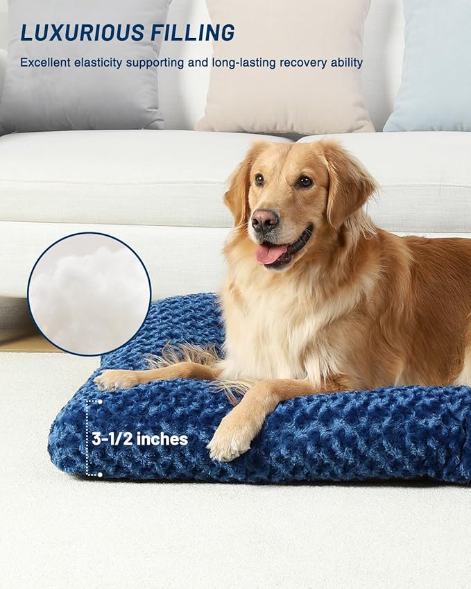 KSIIA Washable Dog Bed Comfy Dog Crate Pad Deluxe Plush Pet Bed Non-Slip Kennel - Image 3