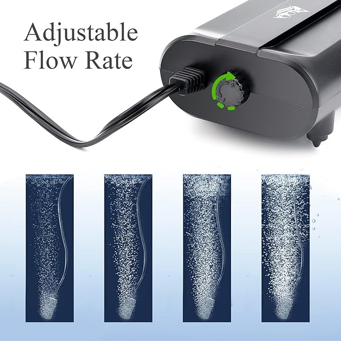 AQQA Aquarium Air Pump, 3.5W 5W Dual Outlet Oxygen Pump - Image 3