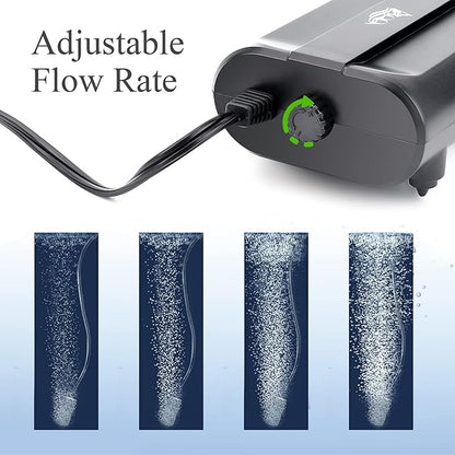 AQQA Aquarium Air Pump, 3.5W 5W Dual Outlet Oxygen Pump - Image 3