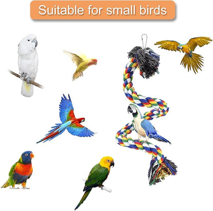 WishLotus Bird Perches, Parrot Colorful Climbing Rope Swing Toys Parrot Stand - Image 2
