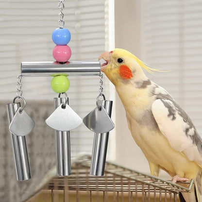 Wontee Bird Stainless Steel Bells String Parrot Hanging Chew Toy - Image 4