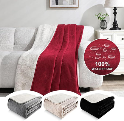 Waterproof Blanket for Beds – Ideal for Couch & Pets Splash Proof Sherpa Throw - Image 2