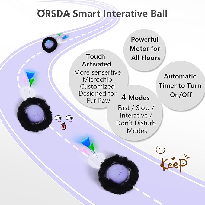 ORSDA Cat Toys, Interactive Activated Moving Ball in 7 Holes Mat, Automatic - Image 4