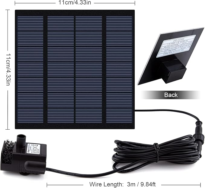 Solar Fountain Pump Kit with Separate Solar Panel, 1.8 W Upgraded Solar Water - Image 5