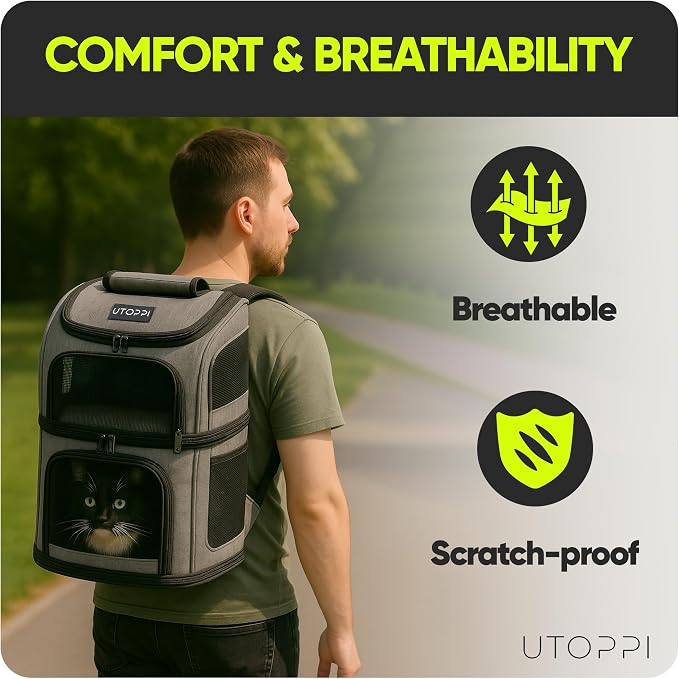 Cat Backpack Carrier for 2 Cats, Kittens or Small Dogs, Foldable & Breathable - Image 6